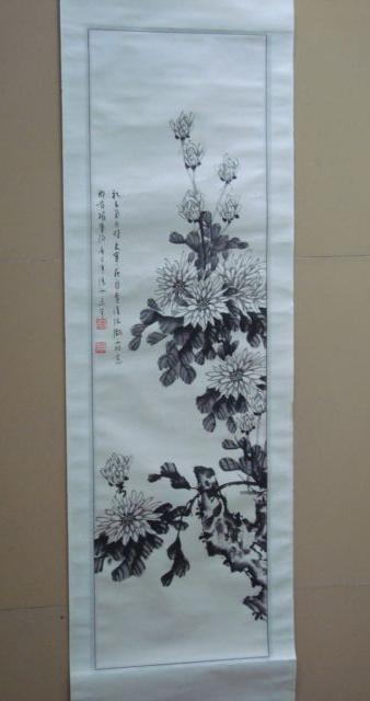 名家字画作品——山东冠县---清雨点(菊花)国画作品【保真】{可议价