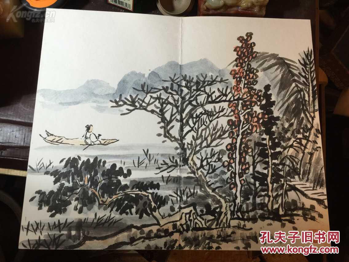 民间收二十世纪四大在野派画家,南昌黄秋园手绘山水册页,内含功力极深