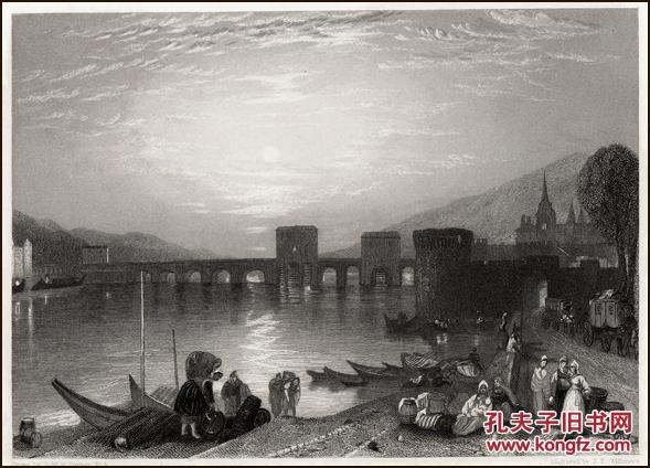1853年系列雕刻版画《法兰西河流的沿岸景色》之《韦尔侬,特纳,26.