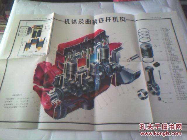 【4115柴油机结构挂图 1977年一版一印 对开彩色图14张一套全