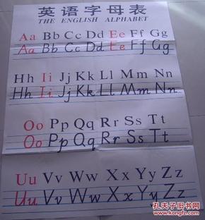 教育挂图--英语字母表;教育卡片--26个字母的印刷体和