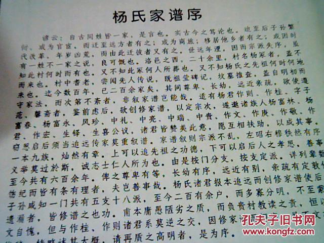 杨氏家谱洛阳西二十里杨冢村