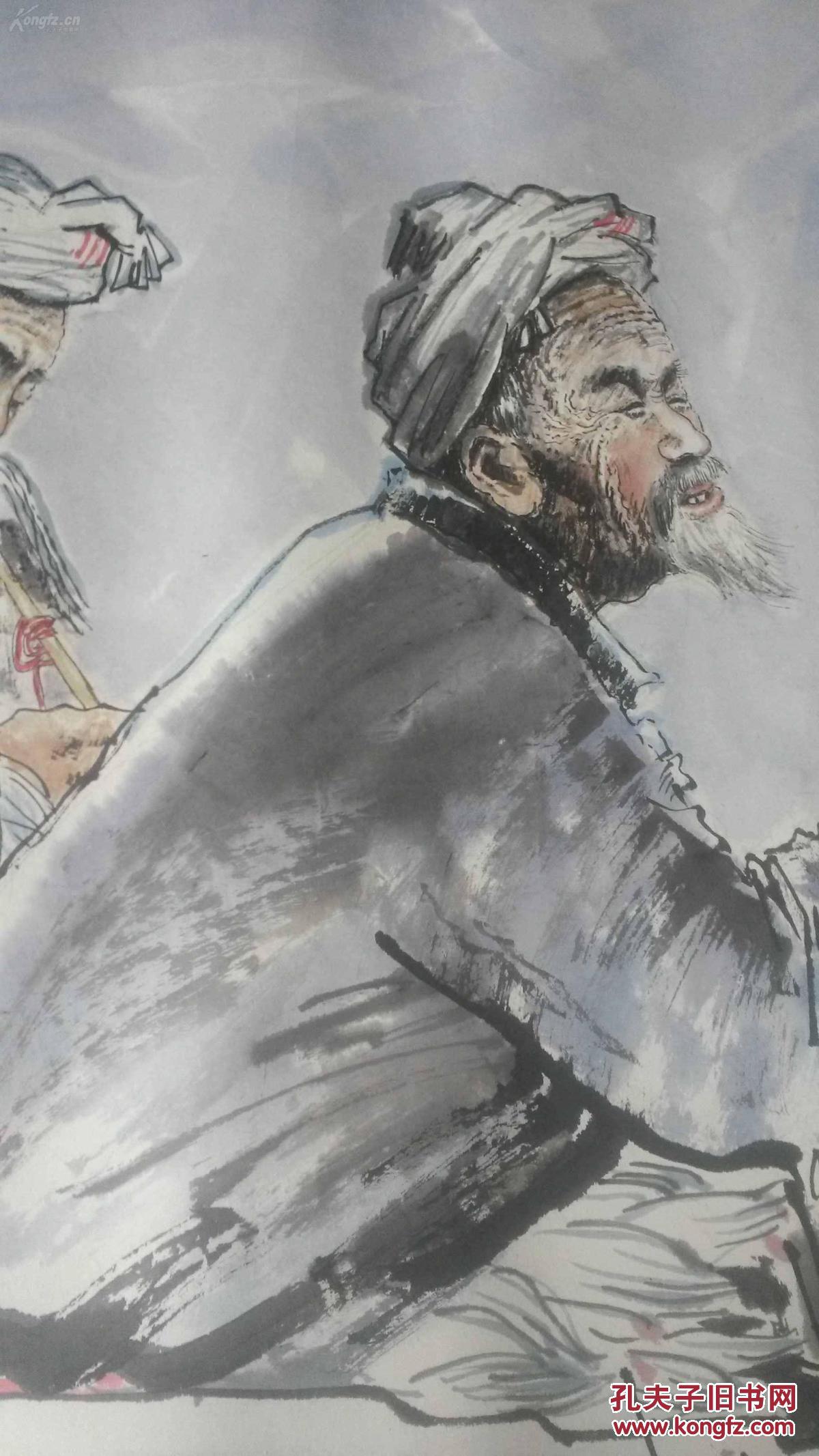 老画一张,陕西黄土画派创建人刘文西画作《刘志丹和陕北农民》.