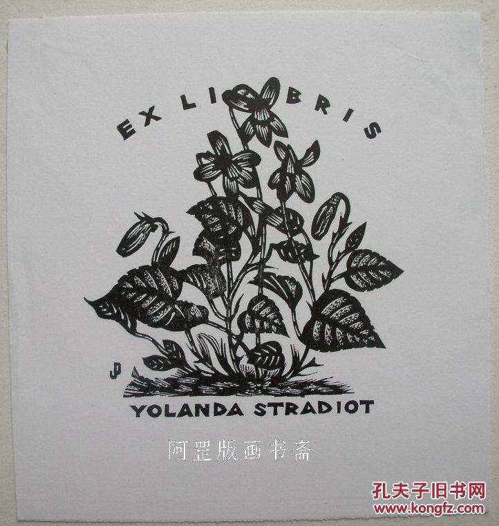 藏书票荷兰木版画木刻草本植物