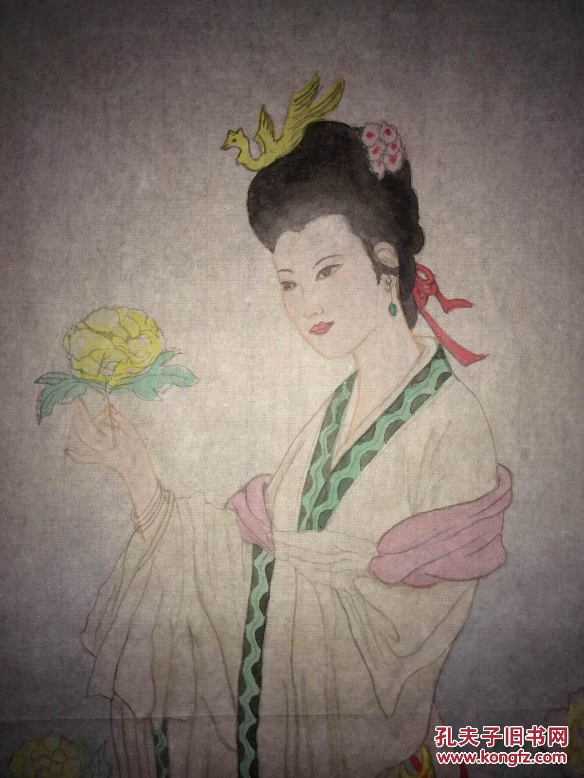 手绘真迹国画:张夫惠工笔《牡丹仙子》