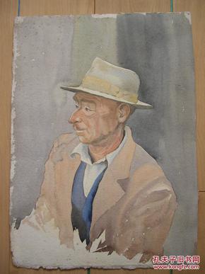 英国早期水彩画 joy parsons 老人头像 older gentleman portrait