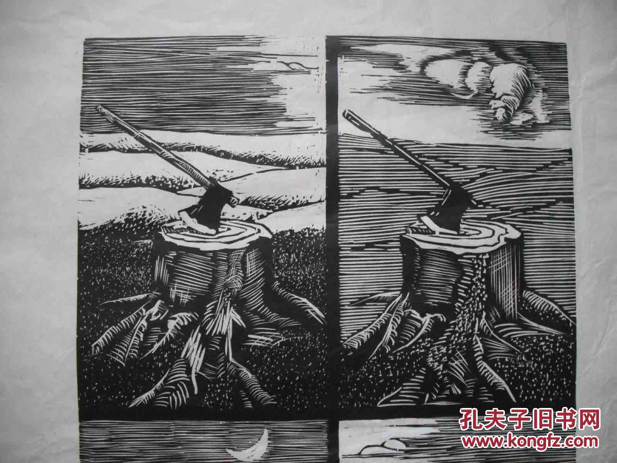 李小光 黑白木刻 光阴的故事