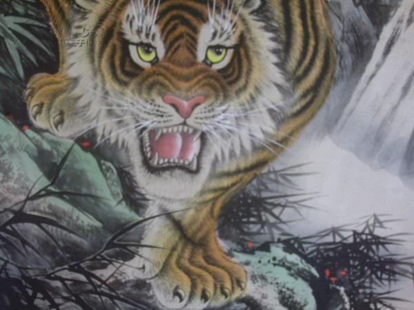 著名画家陈广胜立轴 威震山川【画心130x62厘米】