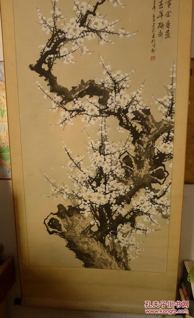 旧卷轴--精工老画原作《白梅花》(款不识) 拍品编号:19052838