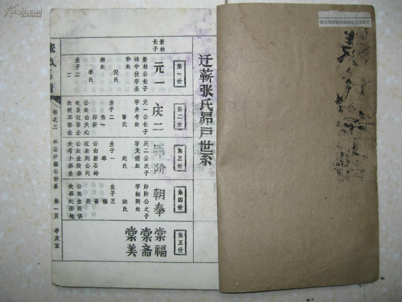 宋元间,张景林长子张元一偕弟张三九,由江西德兴县里冈迁蕲,始居天星