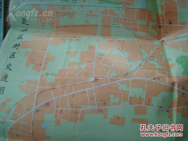 烟台交通游览图 1991年1版1印 封面海水浴场 2开独版三维立体芝罘区