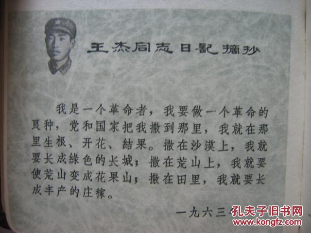 王杰日记(一不怕苦 二不怕死 为革命的崇高精神)(有精美彩色插图)