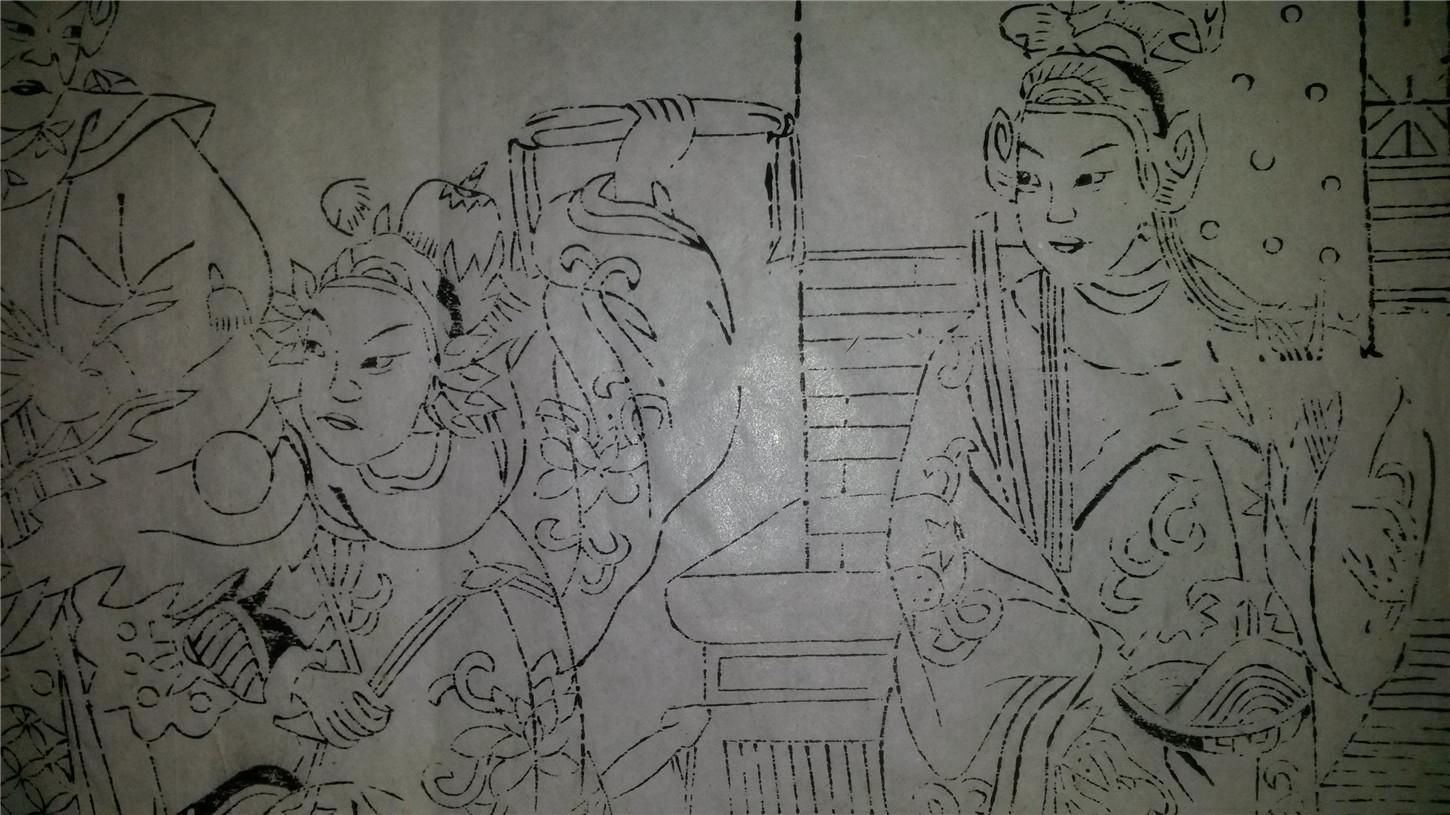 清代版80年代印平度宗家庄木刻木版年画版画*戏曲故事五虎平西线稿*