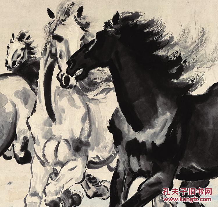 徐悲鸿 八骏图 60x160高仿真水墨复制品 名人字画 装饰 山水 花鸟 卉