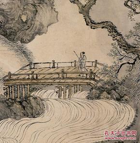 清-王翚-夏五吟梅图-60x90cm高仿真水墨复制品 名人字画 装饰 山水
