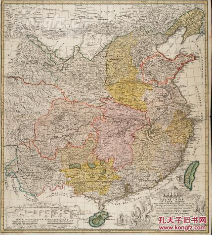 老地图手绘 中国1735年地图(纸张尺寸900