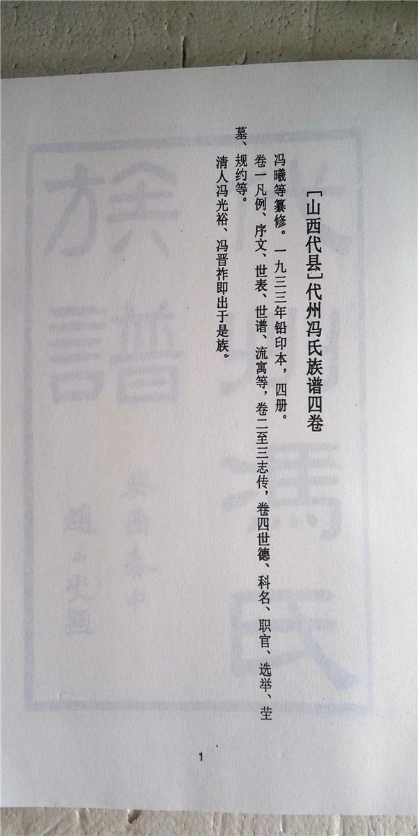 家谱-冯氏族谱 山西代县盛公支 讳增 字隆庵 16开 1212页 2本 4卷