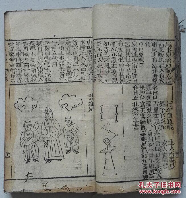 广玉匣记(清代木刻本)上下两卷合一厚册全,书内各种道教图版多幅!