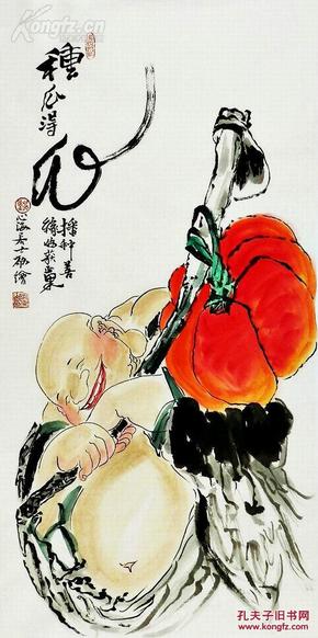 (国画真迹),【心海居士 】 ,山东人,08年于千佛山皈依为居士,人物写意