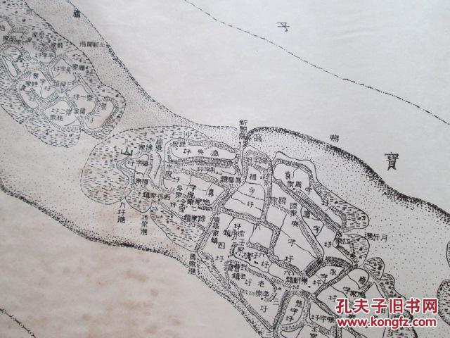 红色收藏华东人民解放军总部测绘室194年再版地图(江苏鸭窝沙)(55cm
