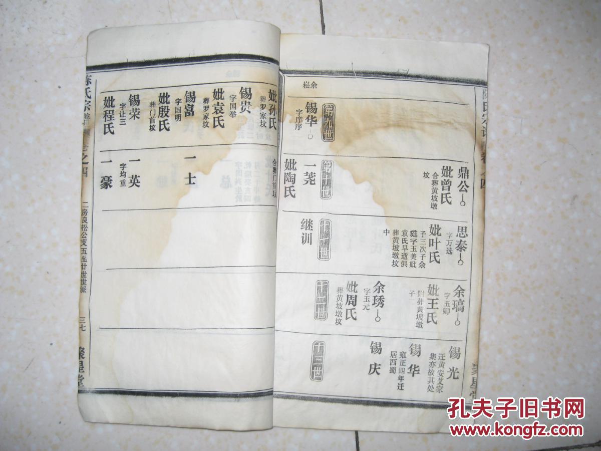 一世陈文贵,原籍江州义门,宋嘉佑7年奉诏分孝感庄,明初迁孝感乌龙潭