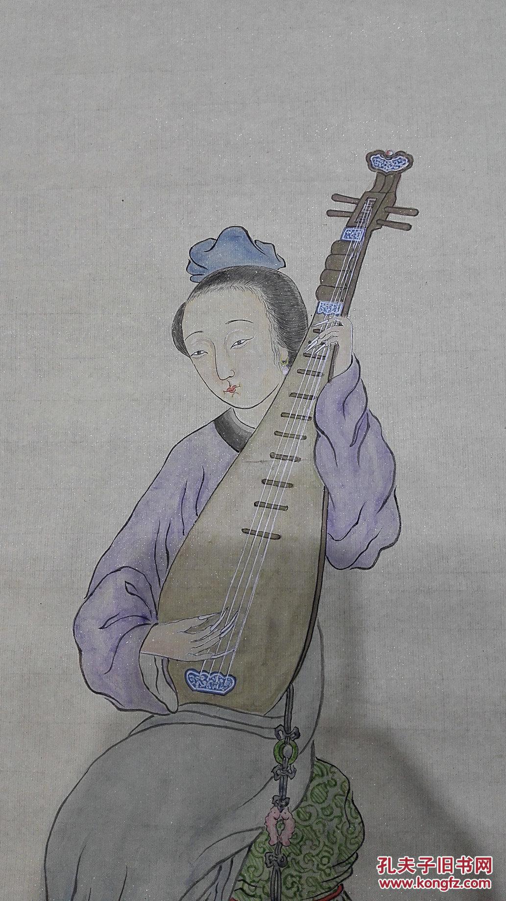 李允昌工笔精绘人物图《仕女琵琶图》
