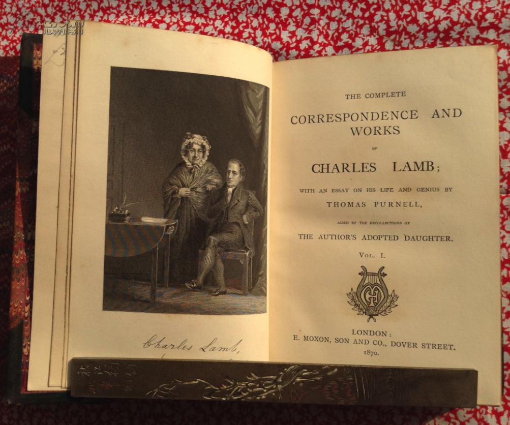 1870 兰姆书信及著作集 works of charles lamb 四册全 宝蓝色小