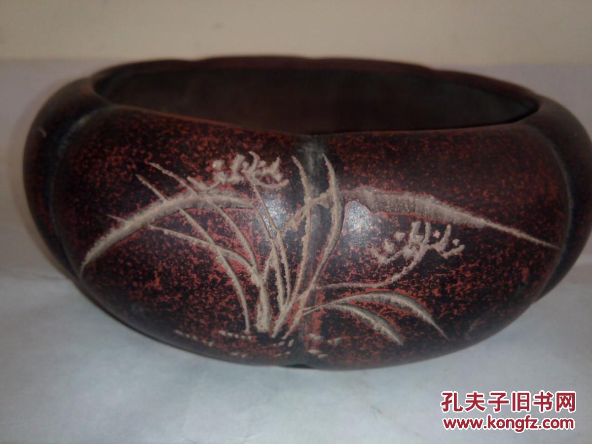 紫砂笔洗 雕刻 梅兰竹菊 拍品编号:17848000