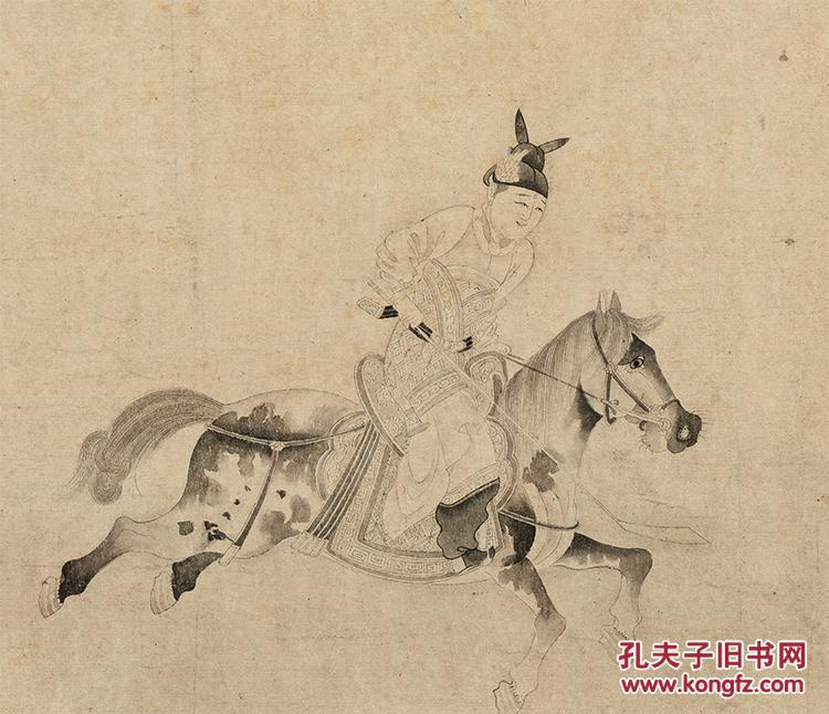 宋-李公麟-明皇击球图-33x518cmz高仿真水墨复制品 名人字画 装饰