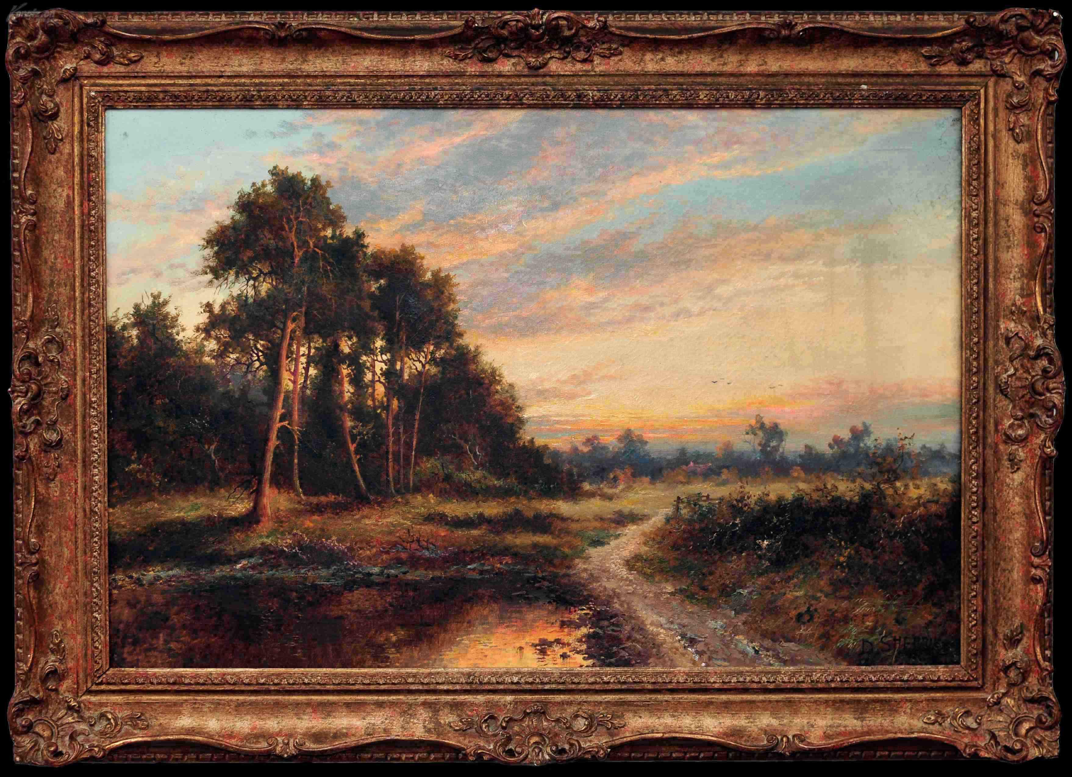 19世纪欧洲艺术精品--英国著名画家daniel sherrin风景油画作品