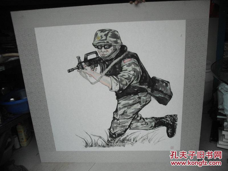 中央美院中国画学院2011级本科生戴强人物画军人系列之三:武警雄姿(86