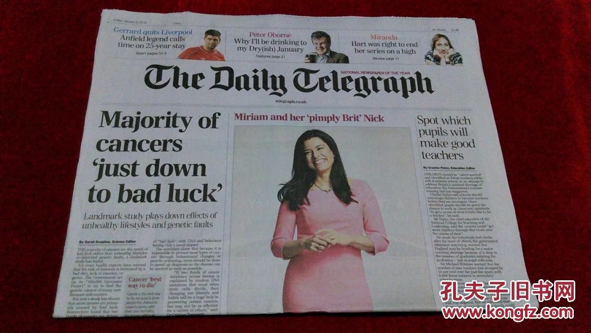 the daily telegraph 每日电讯报 2015/01/02 星期五 外文报纸