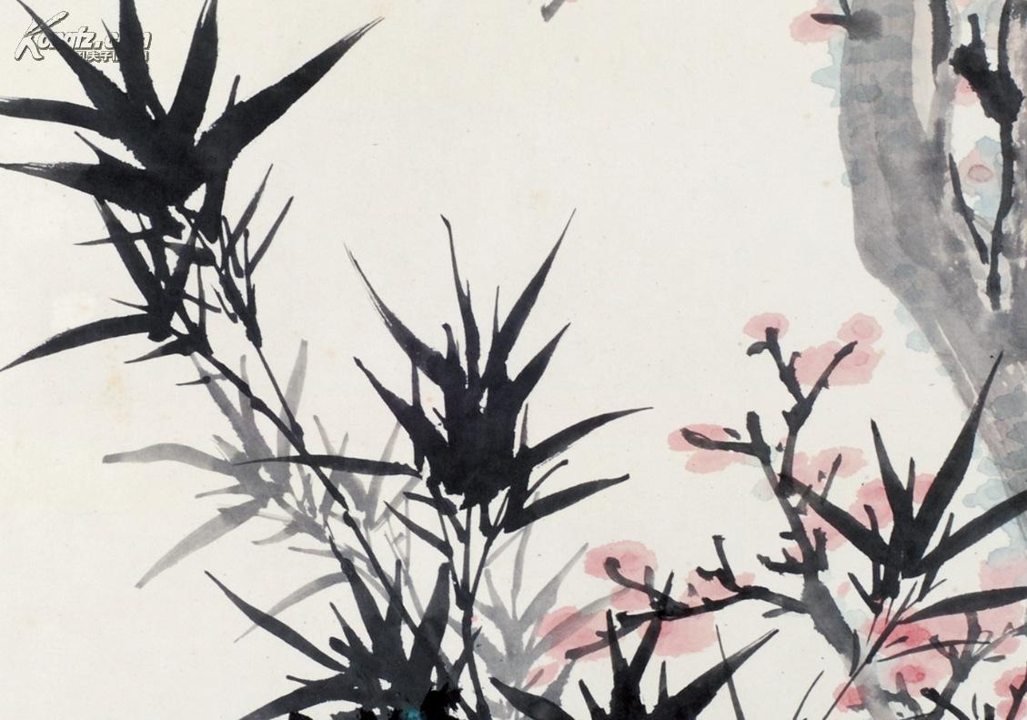 水墨山水画--古木竹石图 拍品编号:16951491