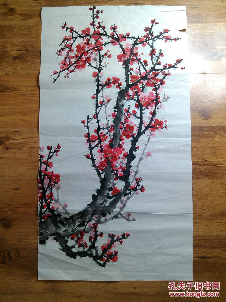 二手字画 国画无款红梅花画芯一幅