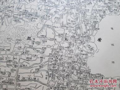 红色收藏民国再版三野军用地图(江苏常熟城)(55cm乘以29cm)