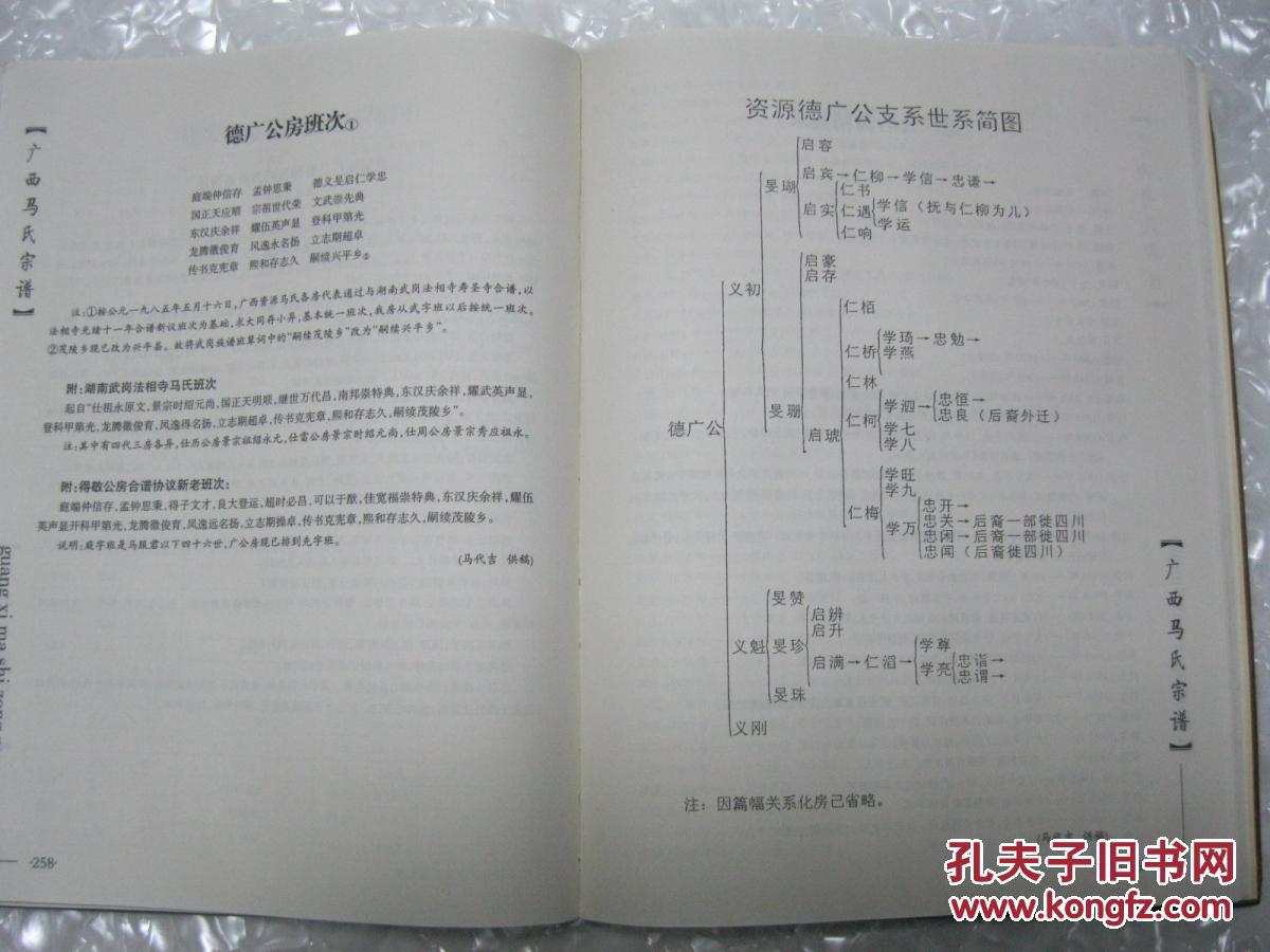 广西马氏宗谱(内容有:马氏得姓渊源;马姓世系表;扶风马氏入桂史说;各