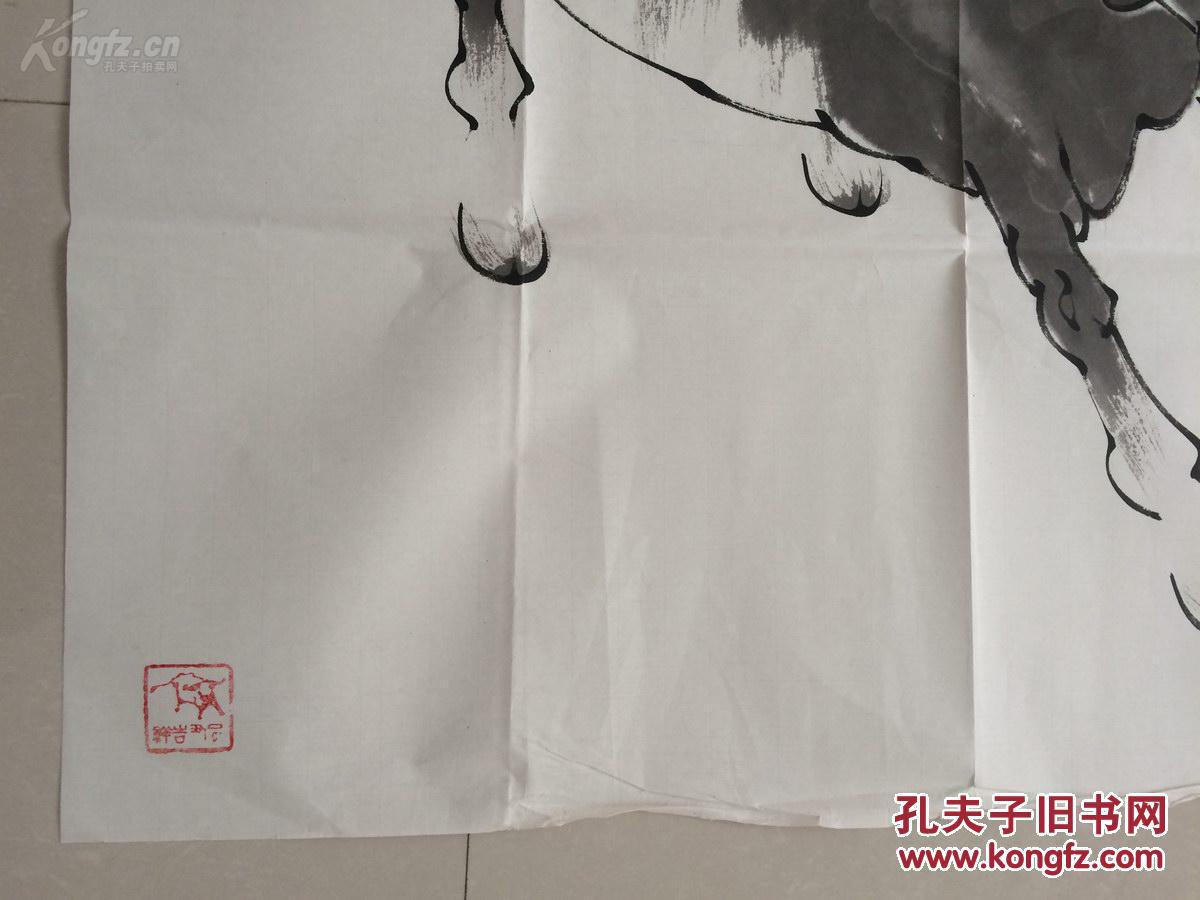 中国书画名家-范曾 宣纸国画【牛劲】有款有印章 赠送中国书画鉴定