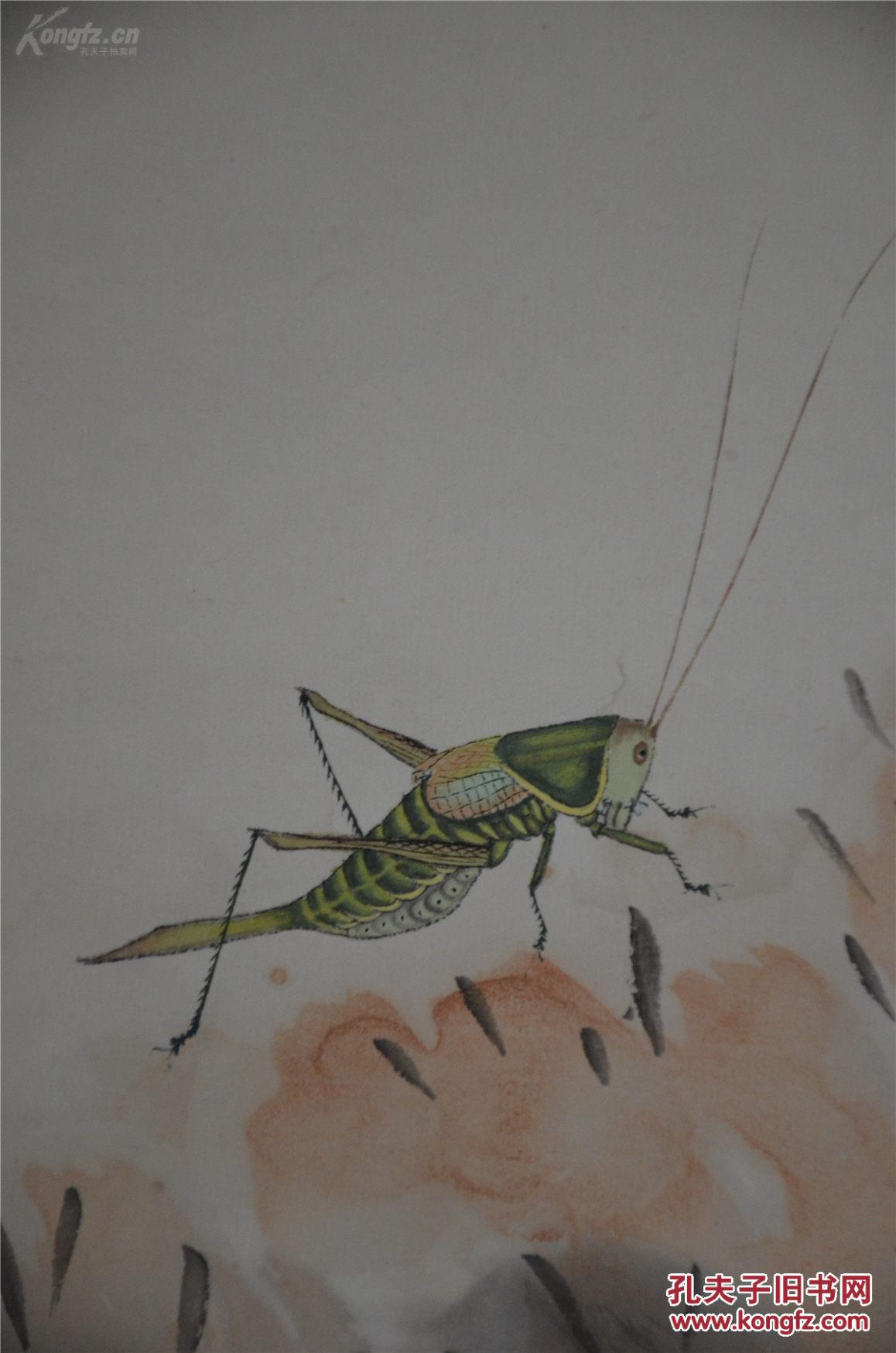 保真迹:著名画家刘笑非 精品国画《生官发财 白菜蝈蝈》