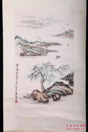 书画精品:吴湖帆高足 著名近代画家 郑际宣 山水精品 保真