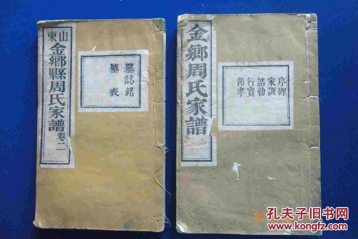 山东金郷县周氏家谱【卷一,卷二】清代线装