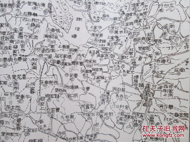红色收藏华东人民解放军总部测绘室1949年再版地图(江苏荡口镇)(55cm图片