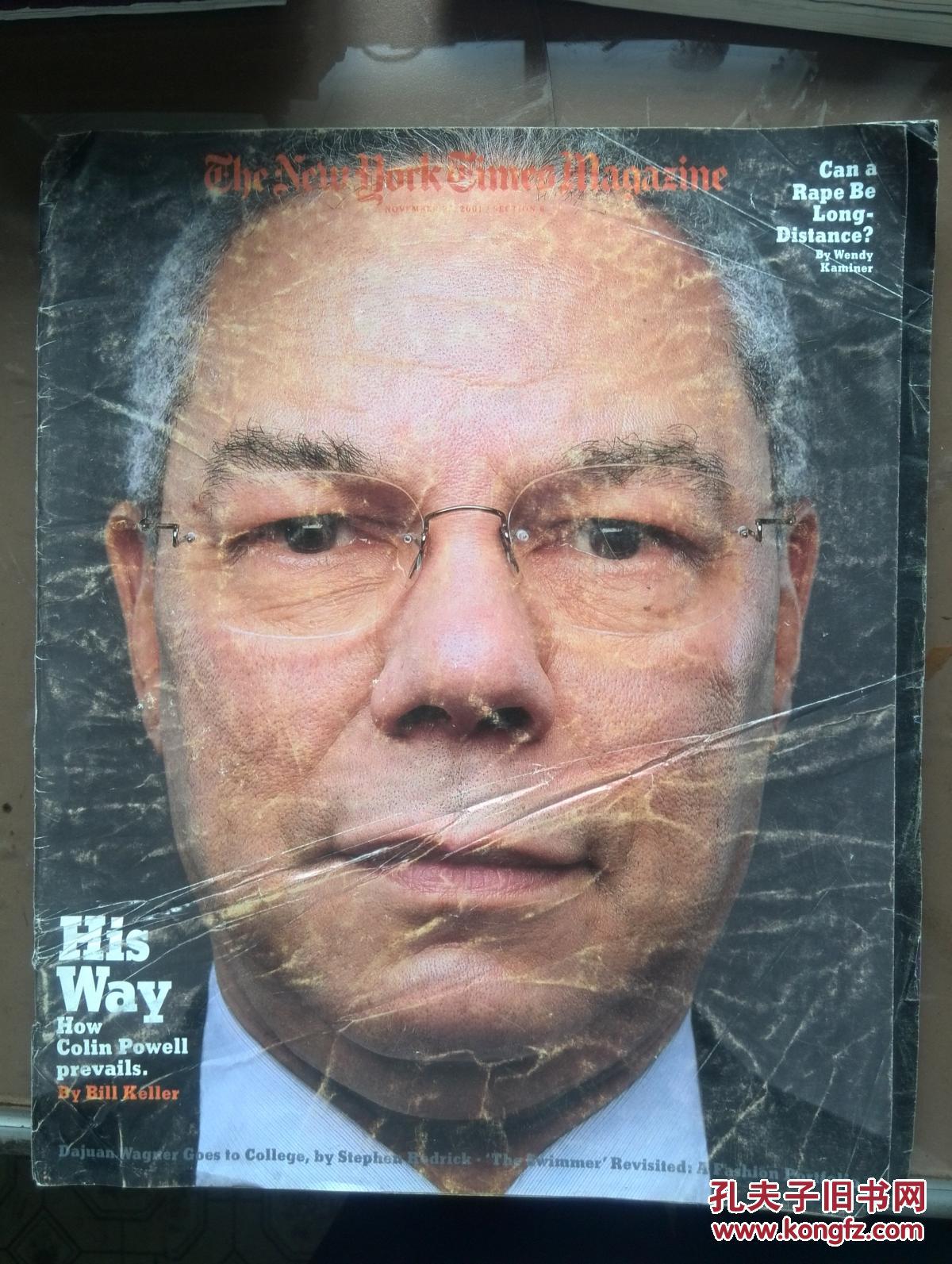 (英文)纽约时报杂志,(美国原版著名杂志),2001年11月25日,封面鲍威尔