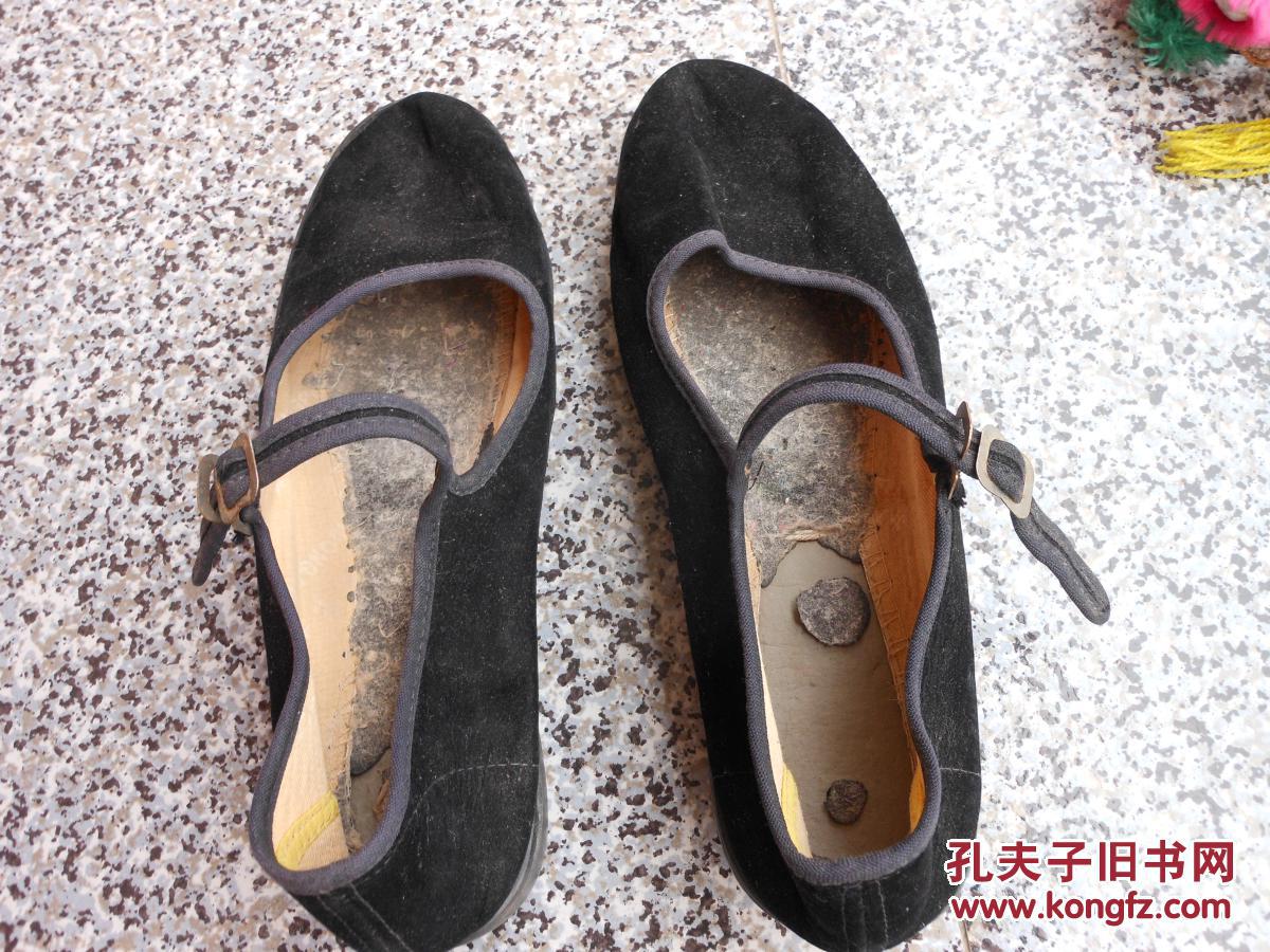 鞋文化旧鞋;舞蹈鞋老北京牌38码中跟平绒一带鞋女旧鞋