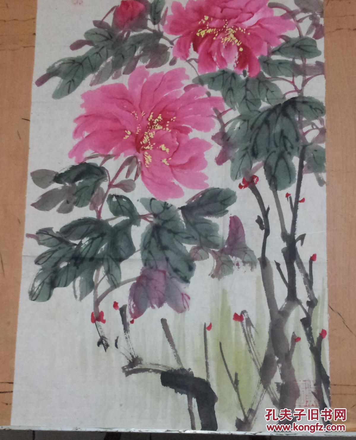 中国著名海派女画家腾黛梦作品一幅 代亲笔信封 卖家保真