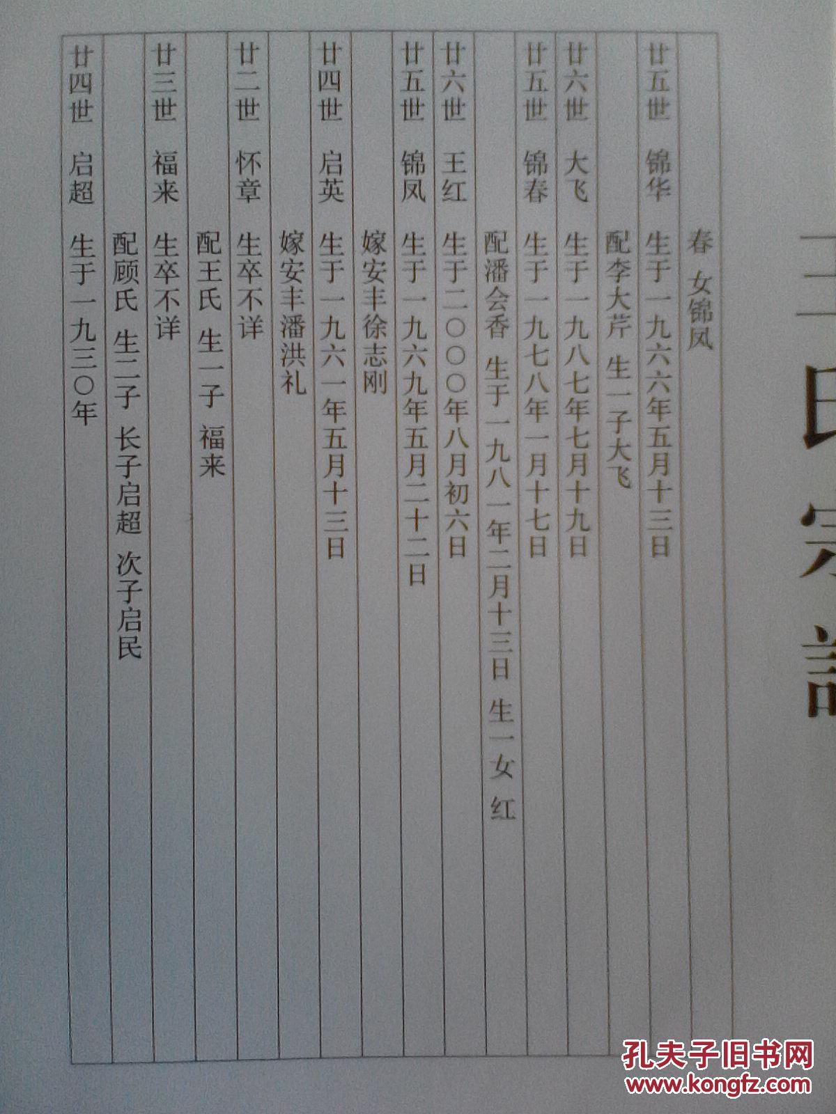 提供资料信息服务王氏宗谱三槐堂建湖王家墩大智公支大16开230页2013