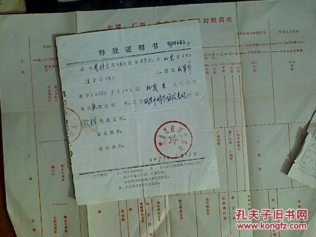释放证明书_黑龙江省第二监狱_孔夫子旧书网