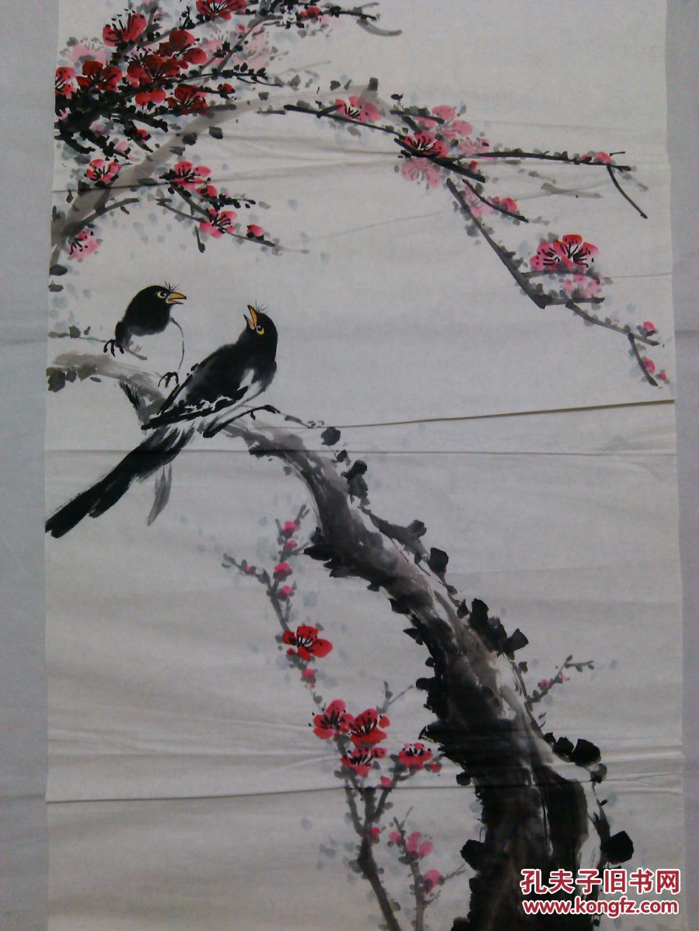 无款国画花鸟画三尺整张画心喜鹊梅花