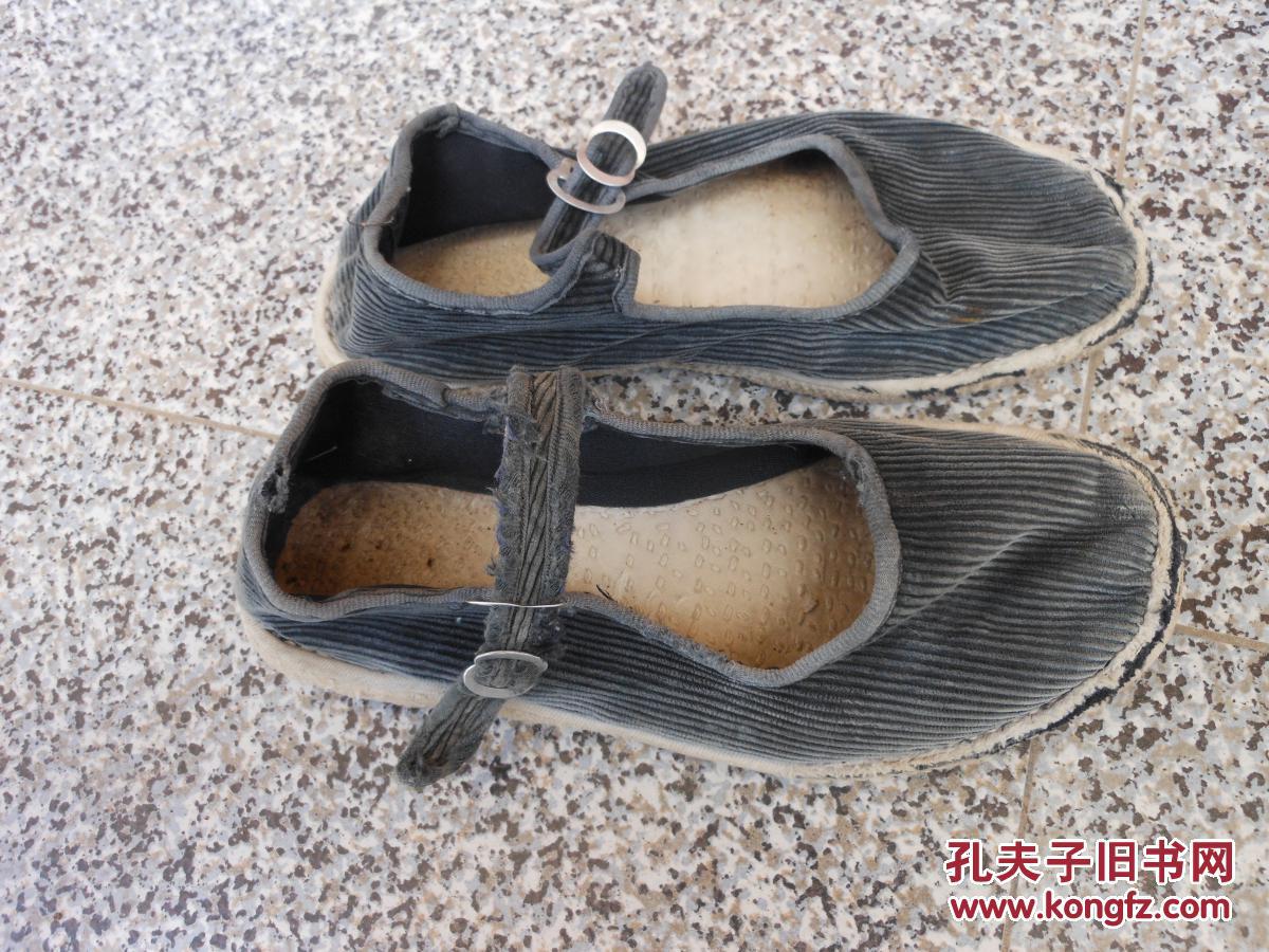 鞋文化旧鞋;女布鞋女式一带鞋布底手纳底灯芯绒黑色24
