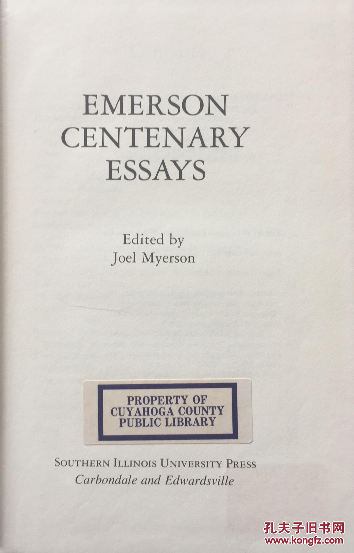 emerson centenary essays 爱默生百年纪念文集 书脊封面喷银 布面