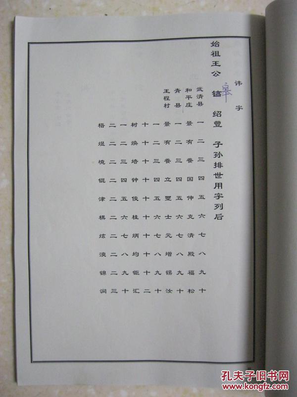 王氏族谱(南小庄王氏分谱.